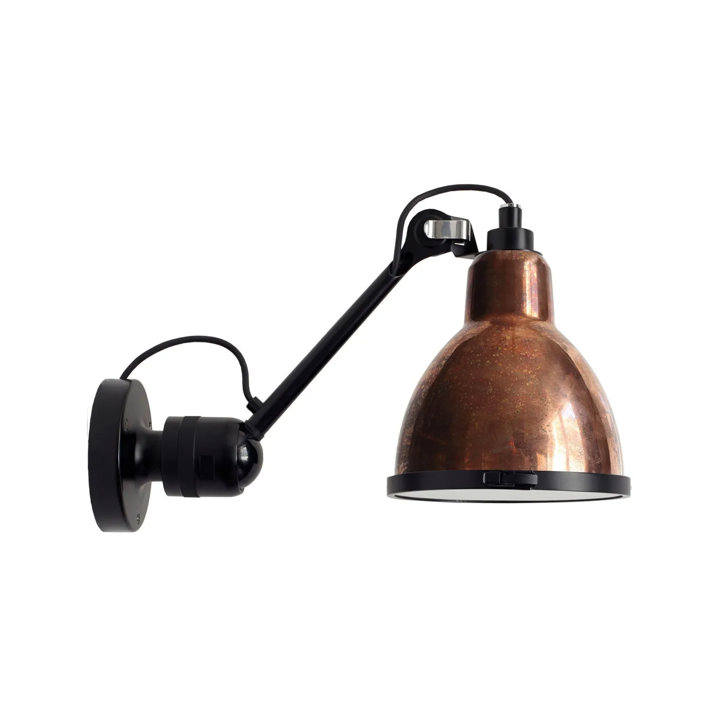 DCWéditions - Lampe Gras No 304 XL Outdoor Seaside Round Black/Raw Copper-White - Vägglampor utomhus - Bernard-Albin Gras - Koppar - Glas/Metall/Syntetiskt