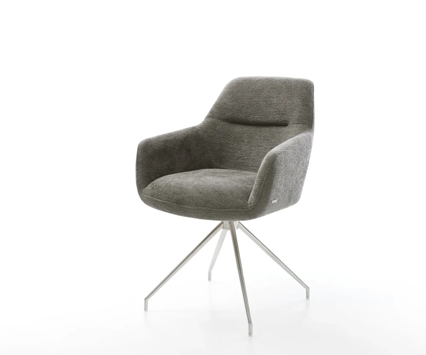 Esszimmerstuhl Pejo-Flex Bouclé Soft Schlamm Kreuzgestell konisch Edelstahl Taschenfederkern