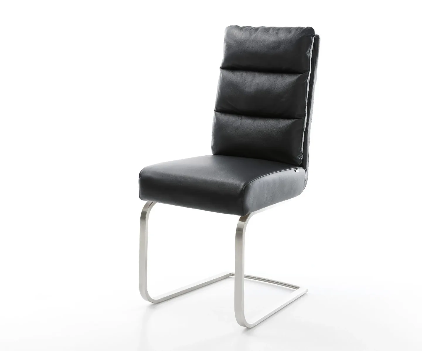 Freischwinger Pela-Flex Echt-Leder Schwarz Freischwinger flach Edelstahl Taschenfederkern