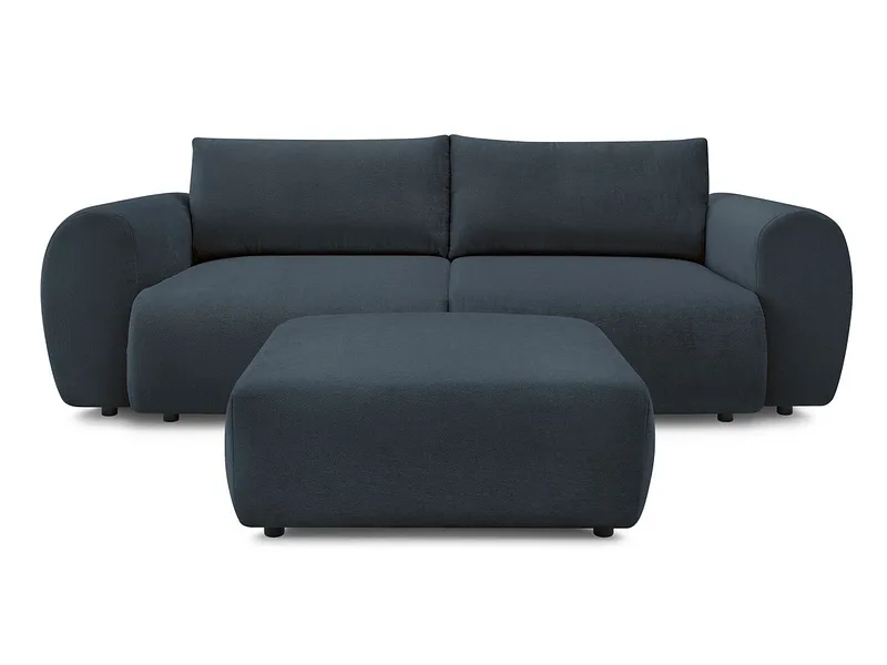 3er Sofa mit Hocker BOBOCHIC LUCIEN Stoff dunkelblau