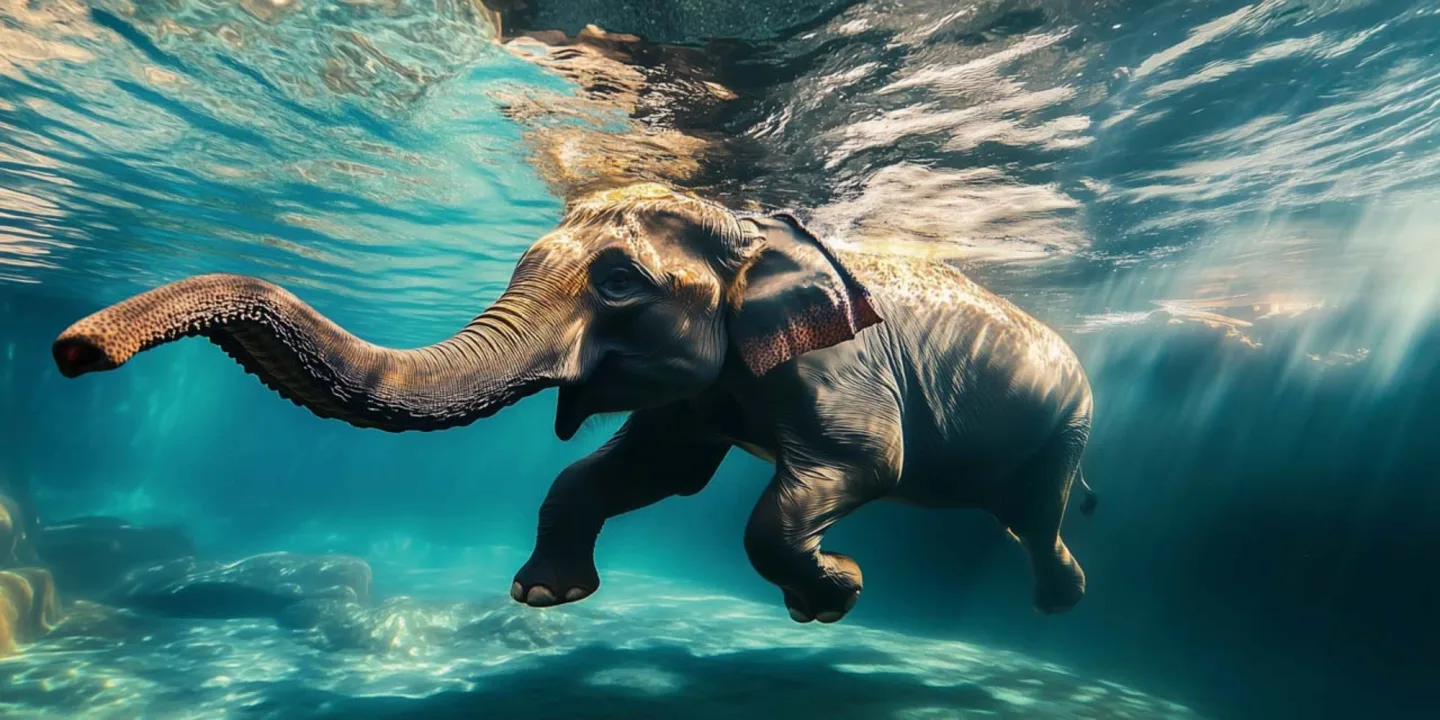 image LAND Glasbild Tauchender Elefant | Schubiger Möbel