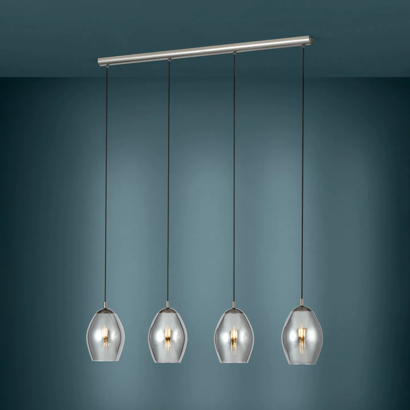 Estanys Hängelampe, schwarz, 4-flg. lang - EGLO Stars Of Light - Esszimmer - Modern - Glas - Mehrflammig