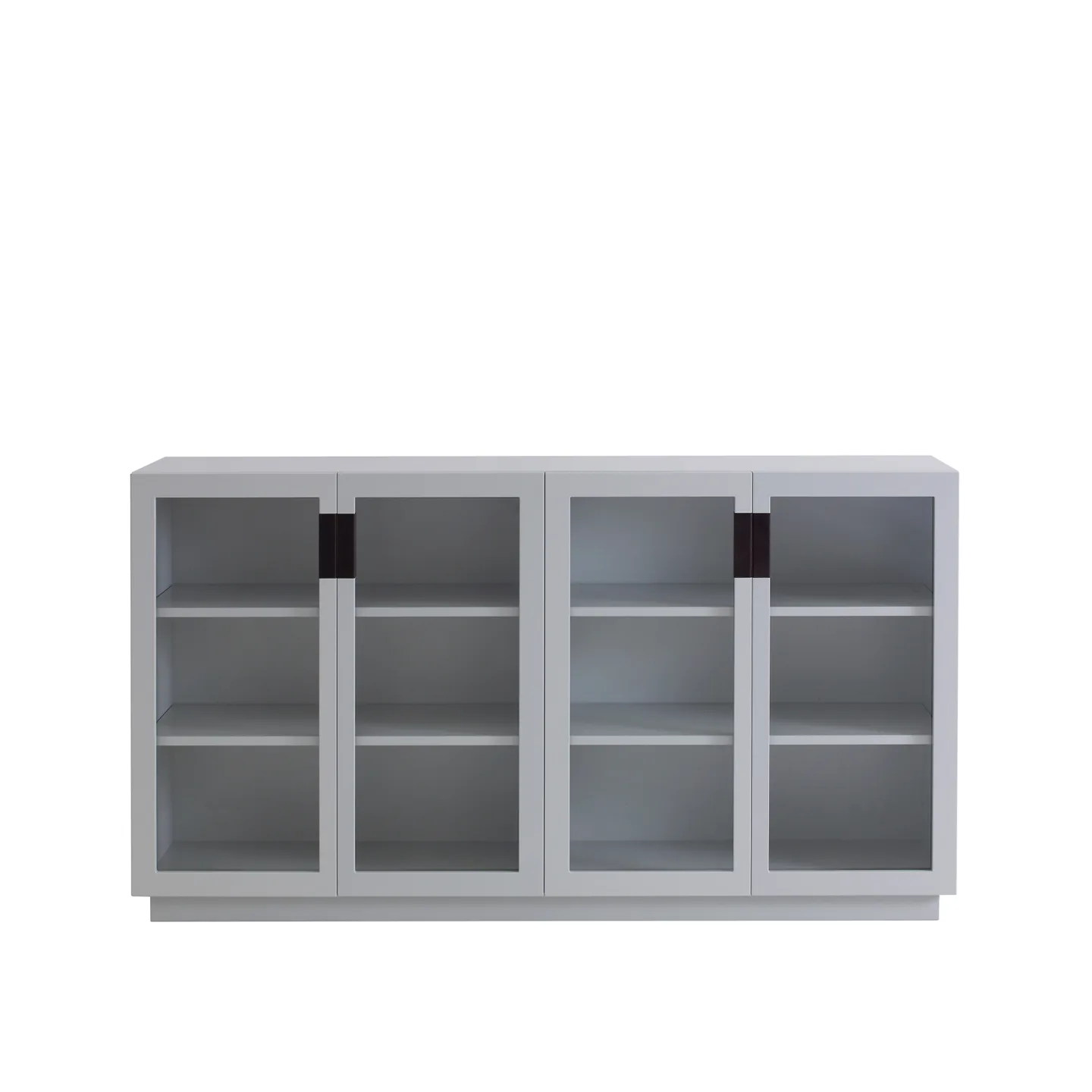 Asplund - Frame 160 Medium Glass Doors - Light Grey / Black Leather - Skåp och vitrinskåp - Anya Sebton & Eva Lilja Löwenhielm 2011 - Grå - Glas/Läder