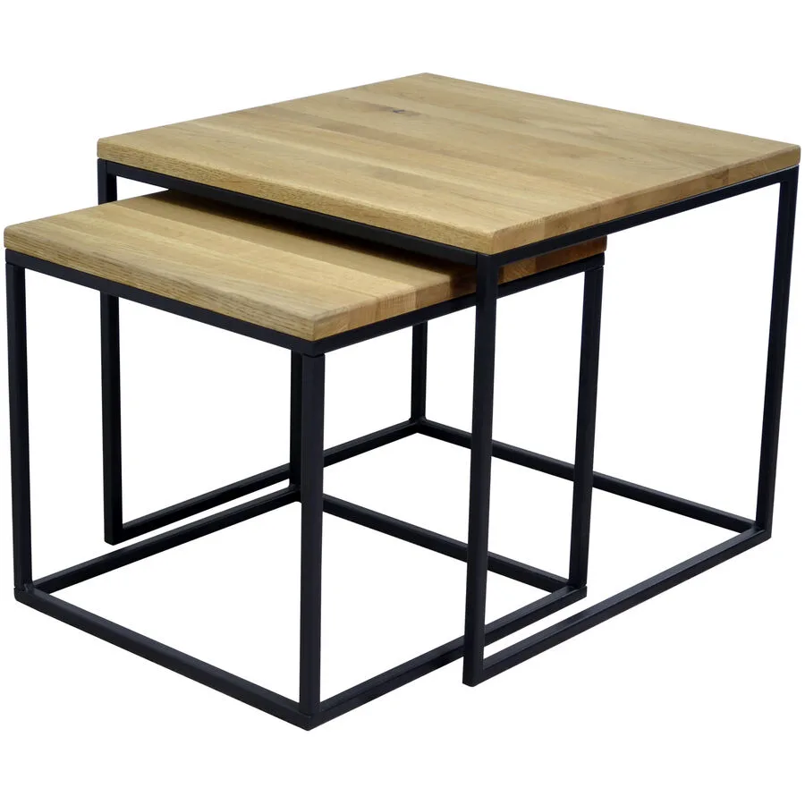 Beistelltisch 2er-Set Janec natur geölt Wildeiche B 55 H 40 cm