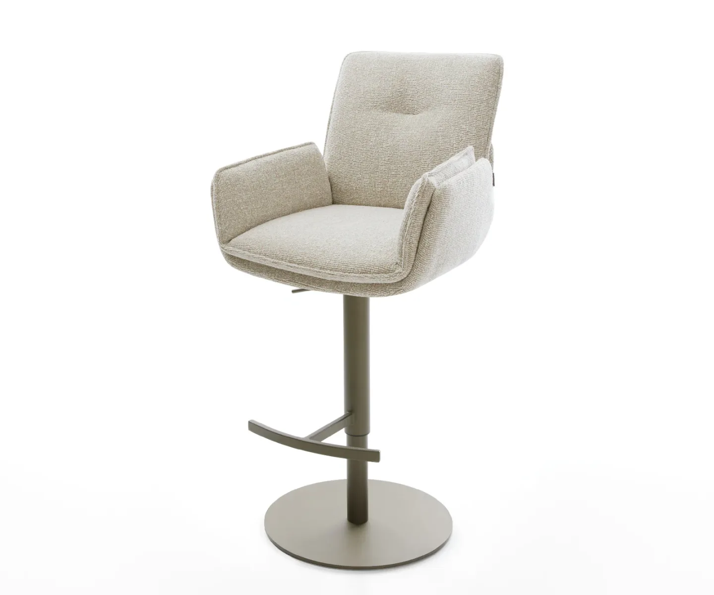 Barstuhl Nela-Flex Webstoff Soft Beige Drehfuß höhenverstellbar Metall Titanfarben