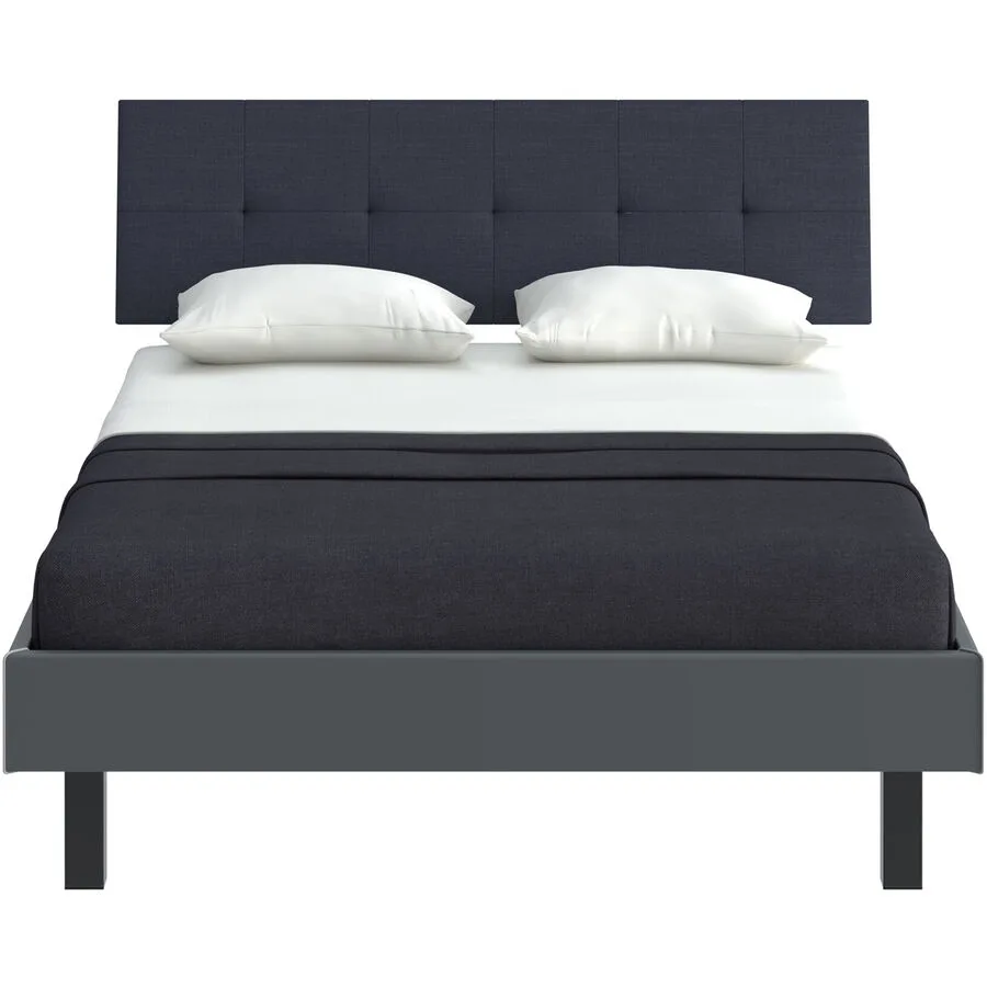 Modular Bett Livorno Dunkelgrau, Schwarz MDF, Stoff, Metall 90 x 200 cm