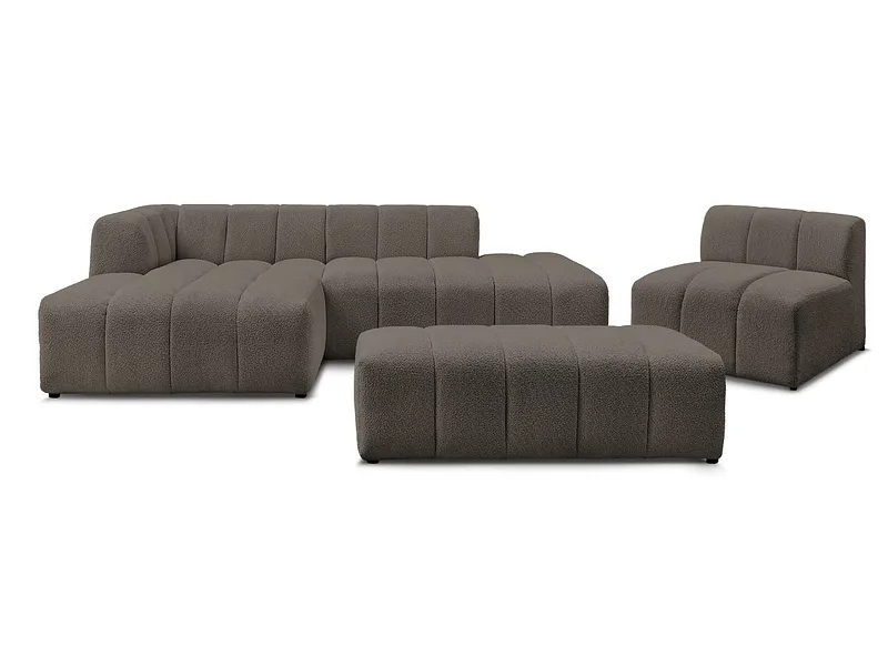 BOBOCHIC Ecksofa mit Hocker ANNECY Boucle-Stoff rotbraun
