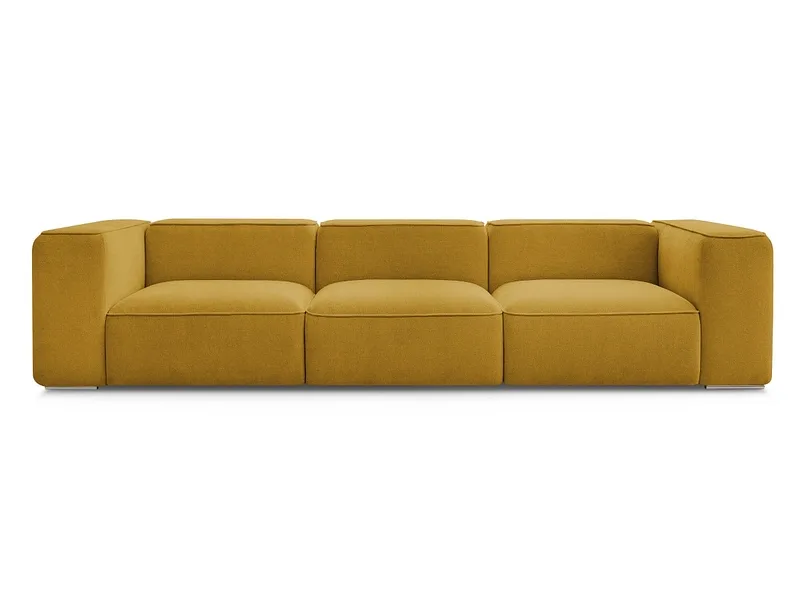 3er Sofa BOBOCHIC ZEPHYR Stoff mit Textur gelb