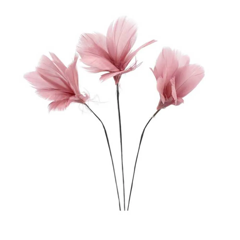 Fjäder trådad Blomma Gammelrosa 12 pack