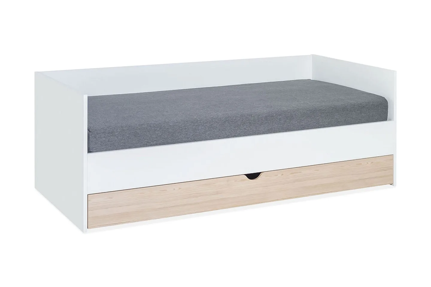 Stige Säng med Extrasäng 90x200 cm Vit/Trä/Natur - Vit/Trä/natur