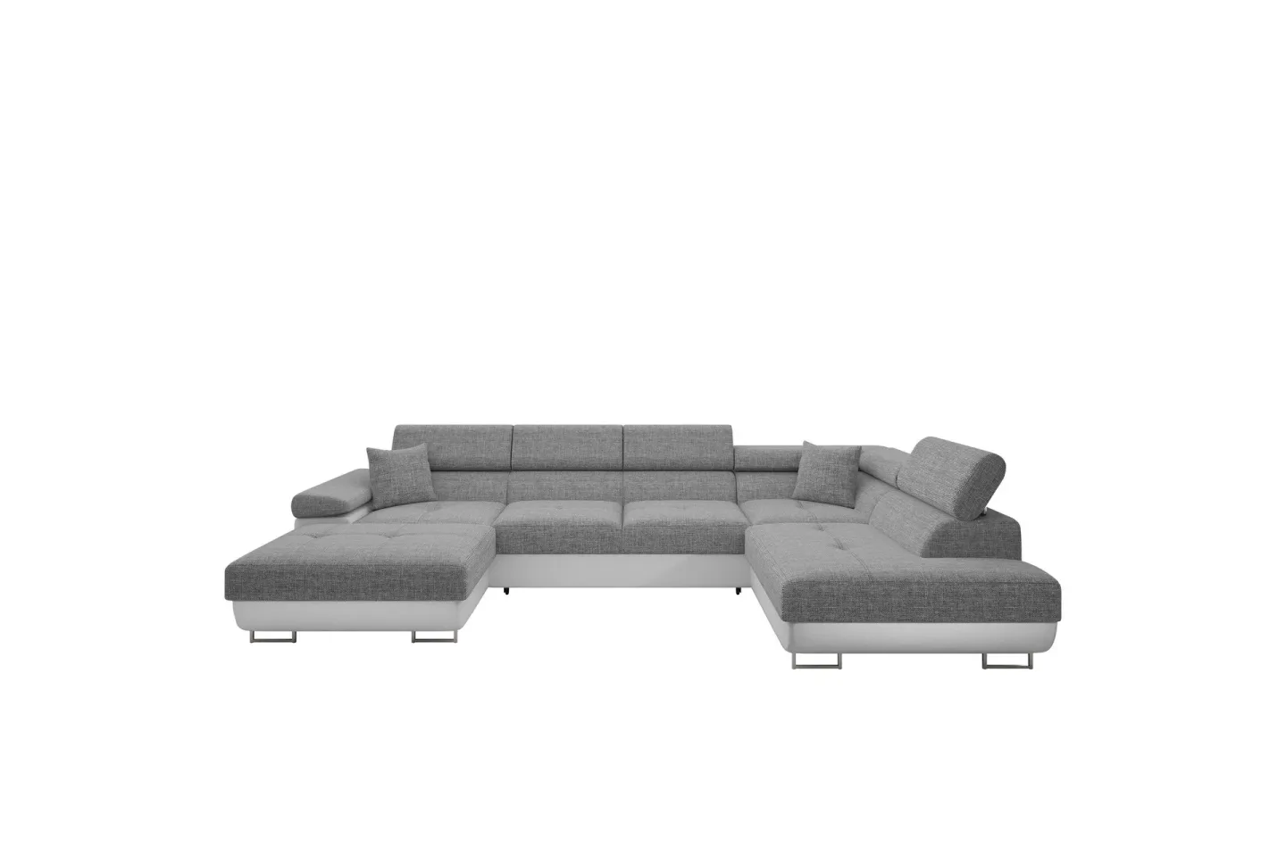 Gabina Soffa med Divan och Schäslong 4-sits - Vit/Grå