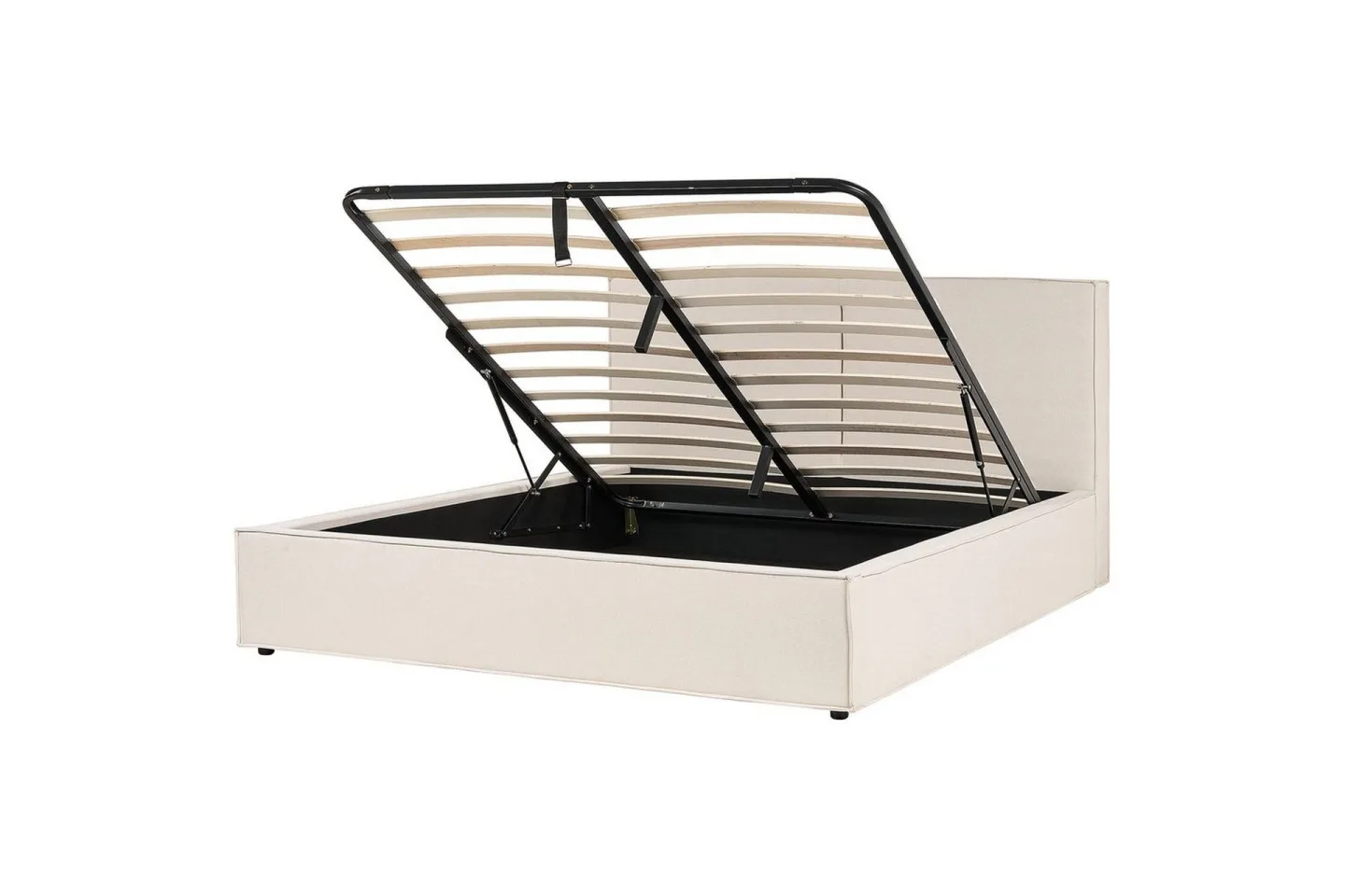 Dubbelsäng Moissac med lamellram Beige-Svart, 180x200 cm - Beige-Svart, 180x200 cm
