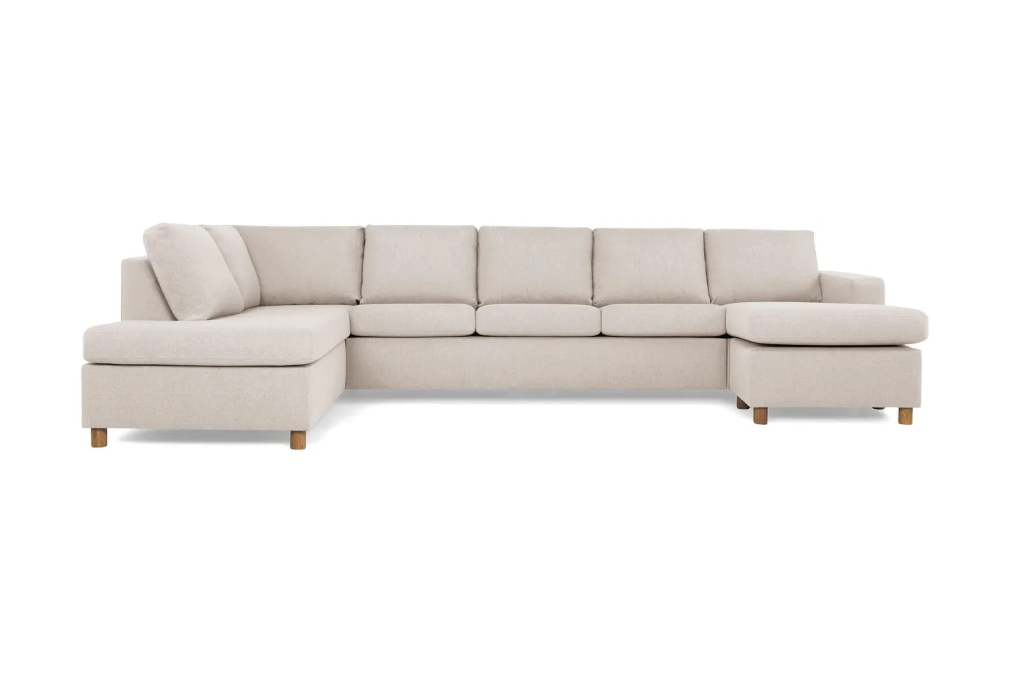 Crazy 5-sits Vänstervänd U-formad X-Large Soffa med Divan och Schäslong i Tyg - Beige
