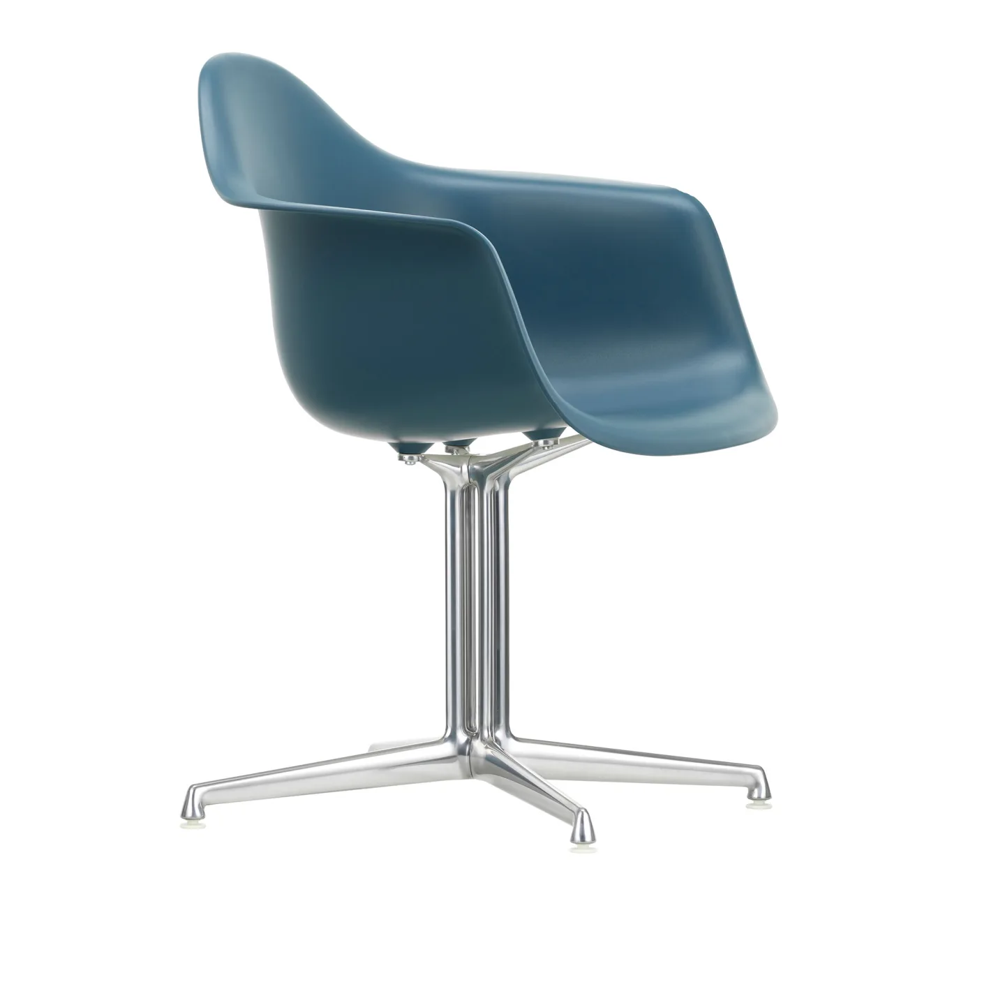 Vitra - Eames Plastic Armchair DAL 83 Sea Blue Aluminium Polished - Kontorsstolar - Charles & Ray Eames - Blå - Metall/Plast
