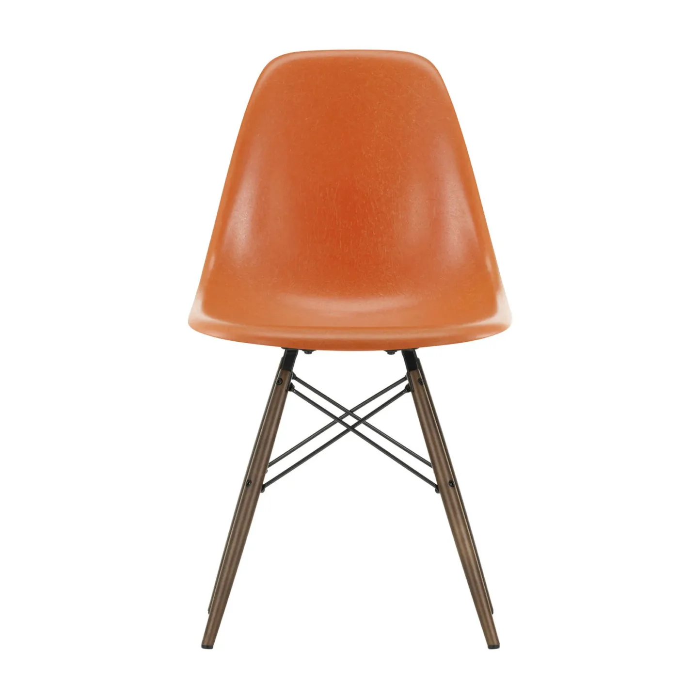 Vitra Eames Fiberglass Chairs DSW stol Red orange-brunbetsade lönnben