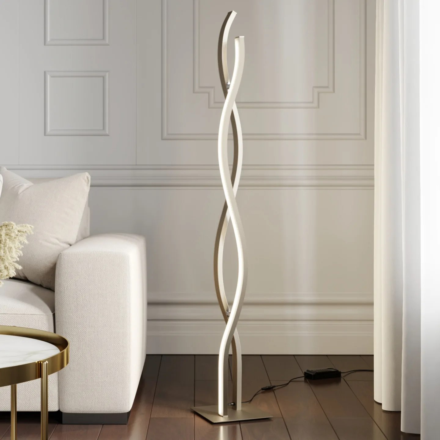 Mairia Stehleuchte Alu - Lucande - Wohnzimmer - Modern - Metall - Einflammig