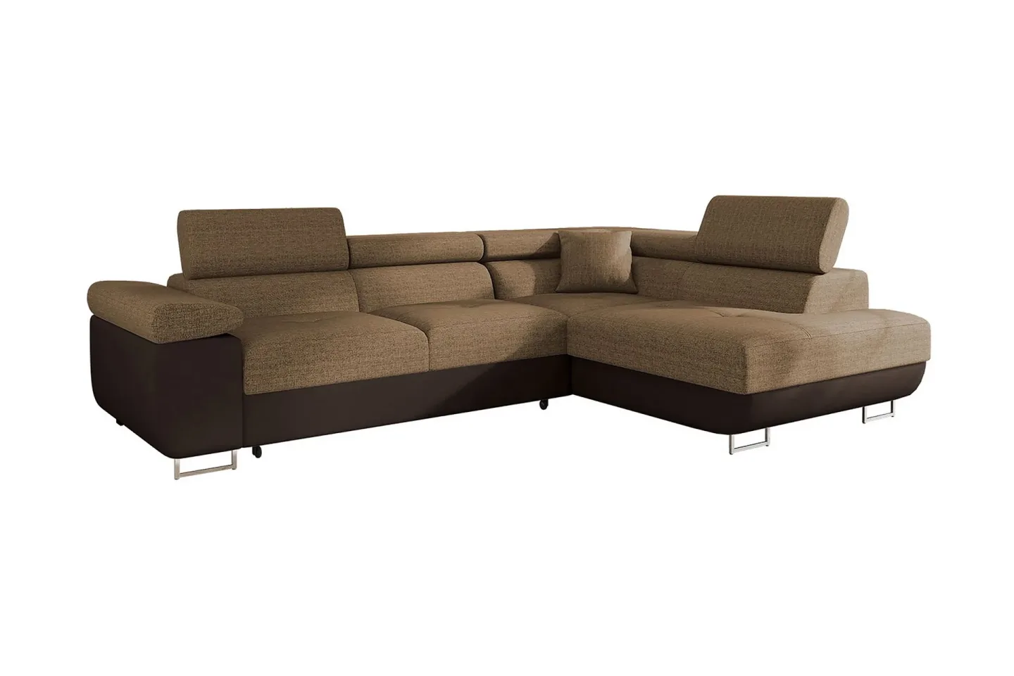 Bäddsoffa med schäslong - Brun