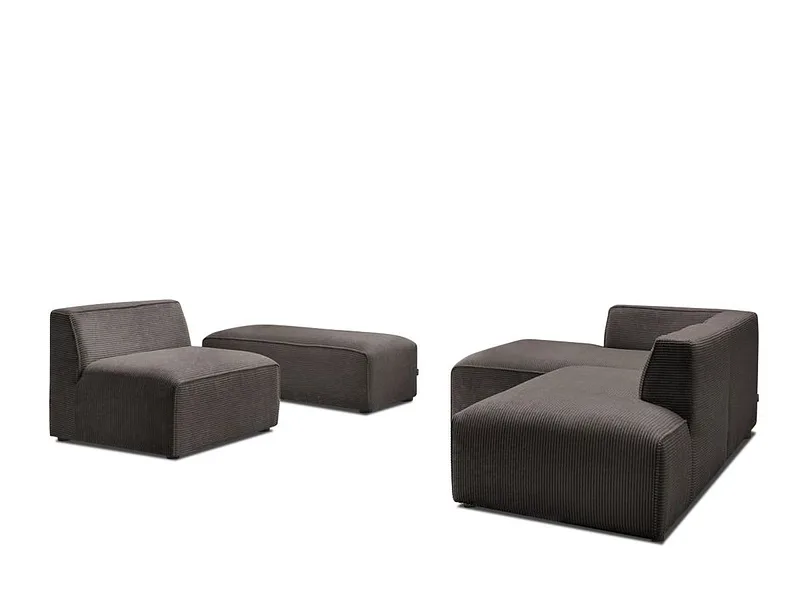 Ecksofa BOBOCHIC MEGEVE Cord-Stoff rotbraun