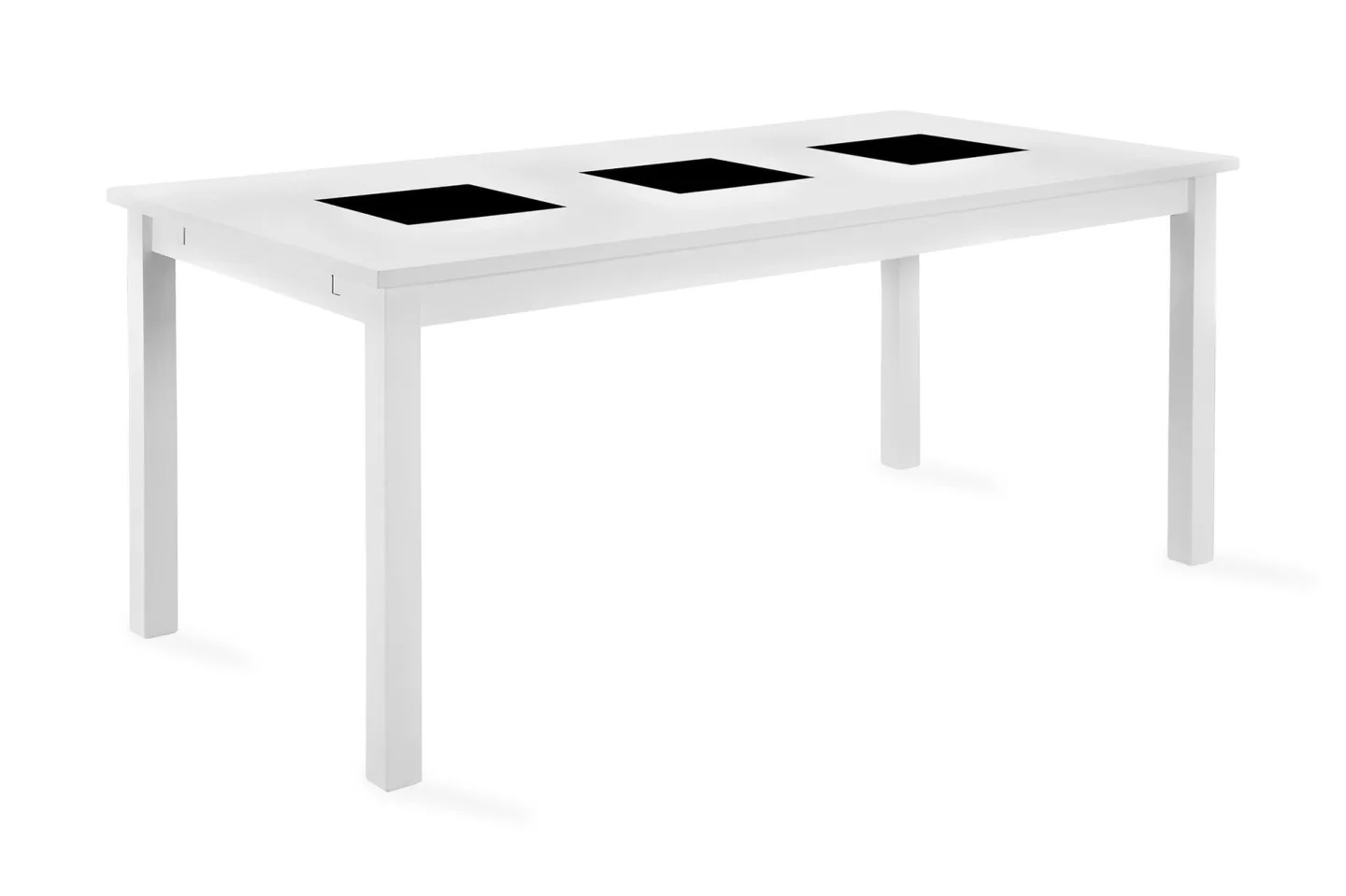 Jasmin Förlängningsbart Matbord 180 cm + 6 st Nibe stol beige med svarta ben - Vit/Beige