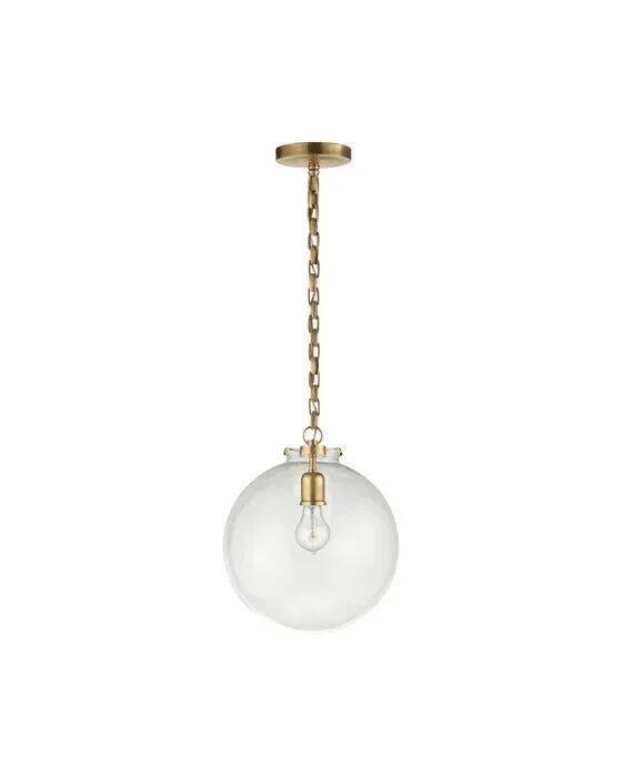 Katie Globe Pendant Antique Brass/Clear