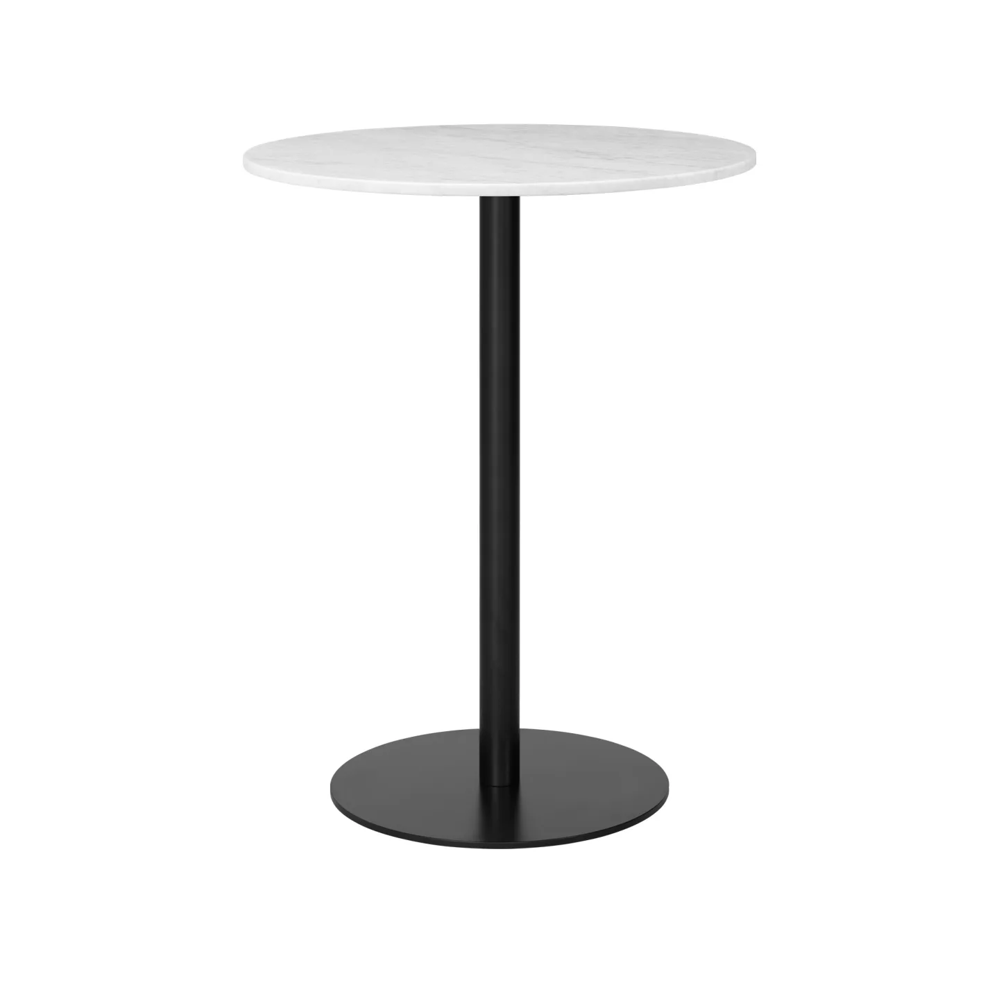 Gubi - Gubi 1.0 Bar Table, Round, Ø80, Black Base, Marble Top - Bianco Carrara - Barbord - Vit - Metall/Sten