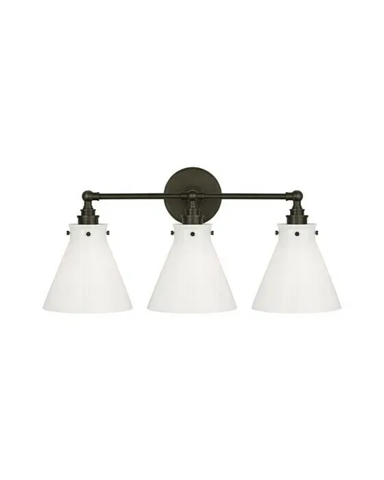 Parkington 24" Three Light Bath Bar Bronze/White glass