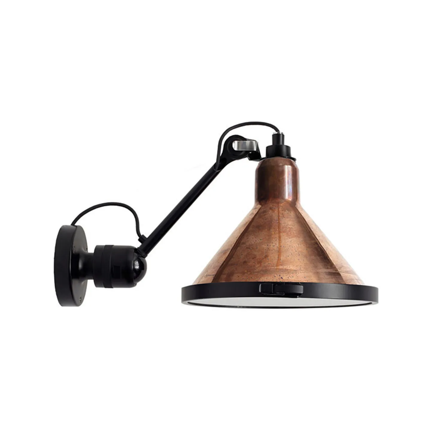 DCWéditions - Lampe Gras No 304 XL Outdoor Seaside Conic Black/Raw Copper-White - Vägglampor utomhus - Bernard-Albin Gras - Koppar - Glas/Metall/Syntetiskt