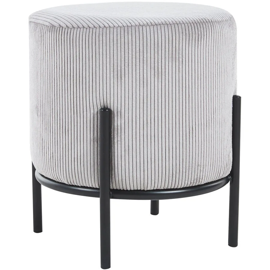 Hocker Sarina Hellgrau, Schwarz Stoff, Metall B 35 H 38 cm