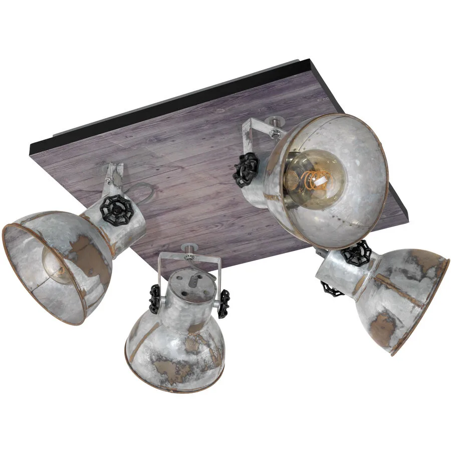 Eglo Spot Barnstaple Braun/Schwarz Stahl/Holz 45 cm - Material: Holz/Stahl