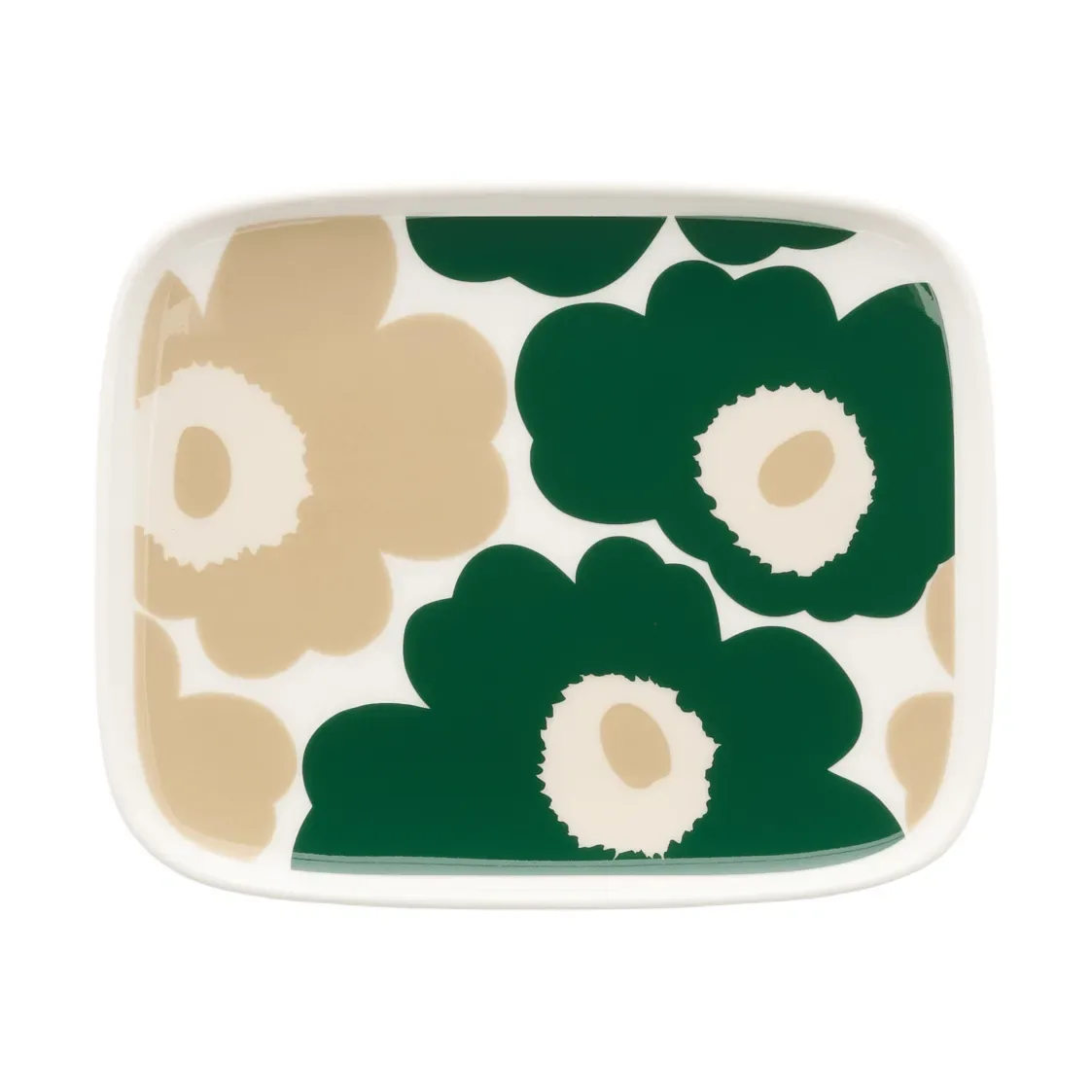 Marimekko Unikko Teller 12 x 15cm White-dark green-beige-light sand