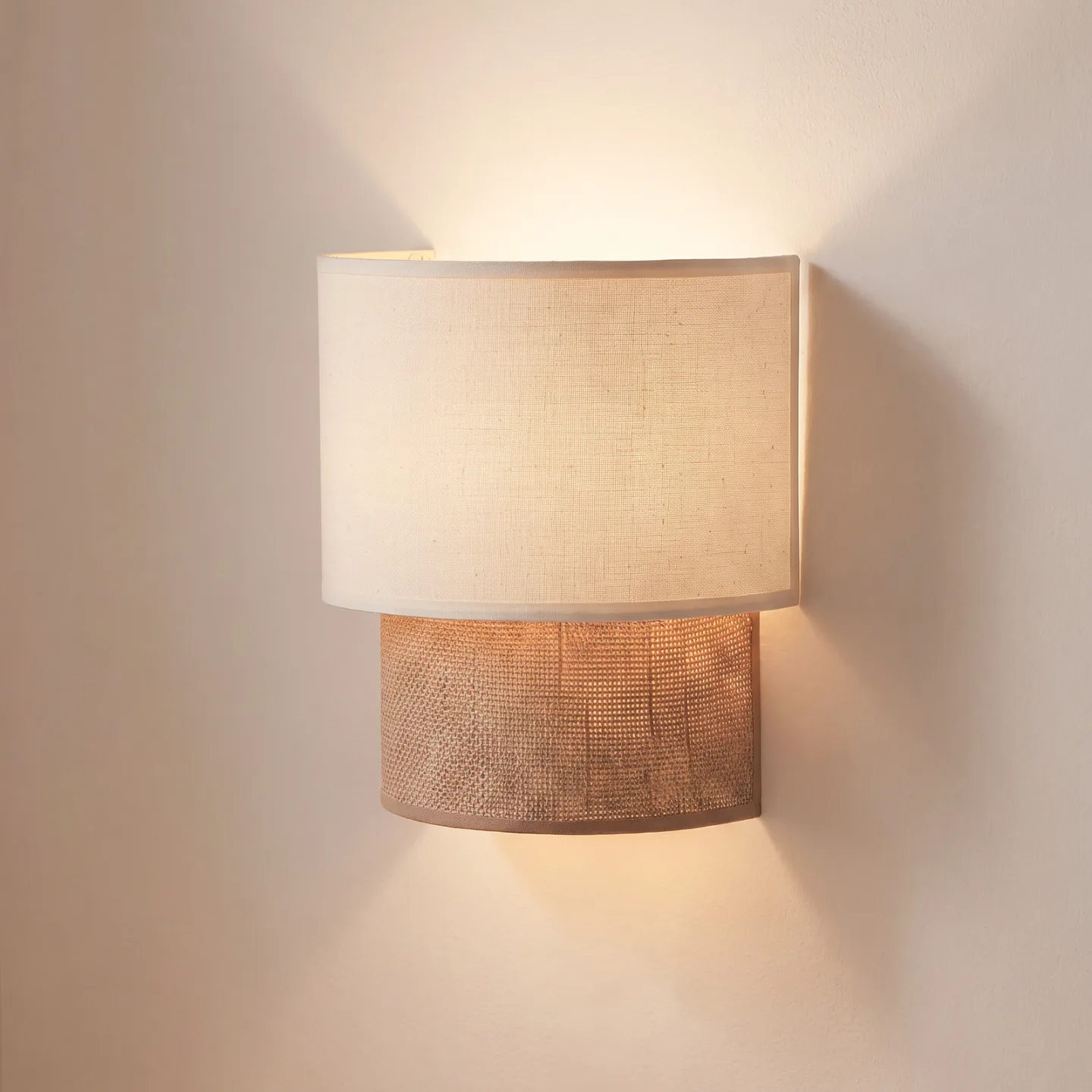 Boho Wandlampe, weiß/jute, 22 cm, Textil, E27 - Duolla - Flurbereich - Stoff / Textil - Einflammig