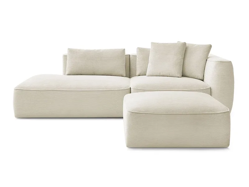 3er Sofa mit Hocker BOBOCHIC LEOPOLD Cord-Stoff beige