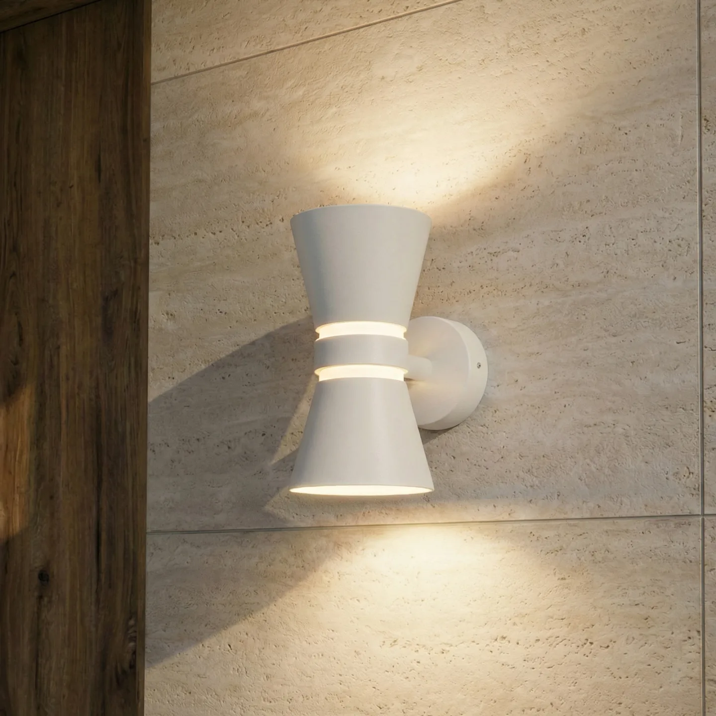 Meravi LED-Außenwandleuchte, zweiflammig, IP44, weiß, Aluminium - Lucande - Modern - Mehrflammig
