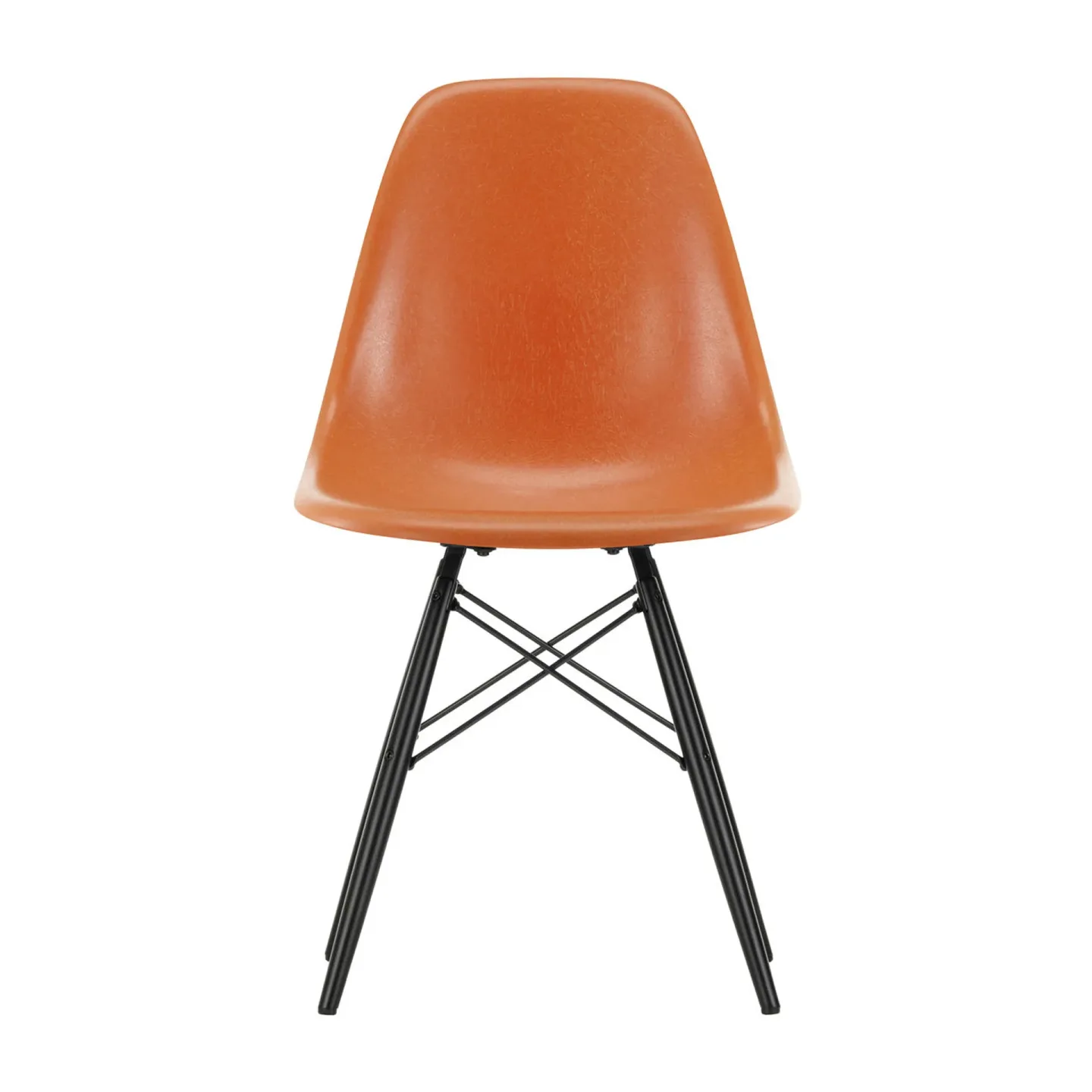 Vitra Eames Fiberglass Chairs DSW stol red orange, svartbetsade lönnben