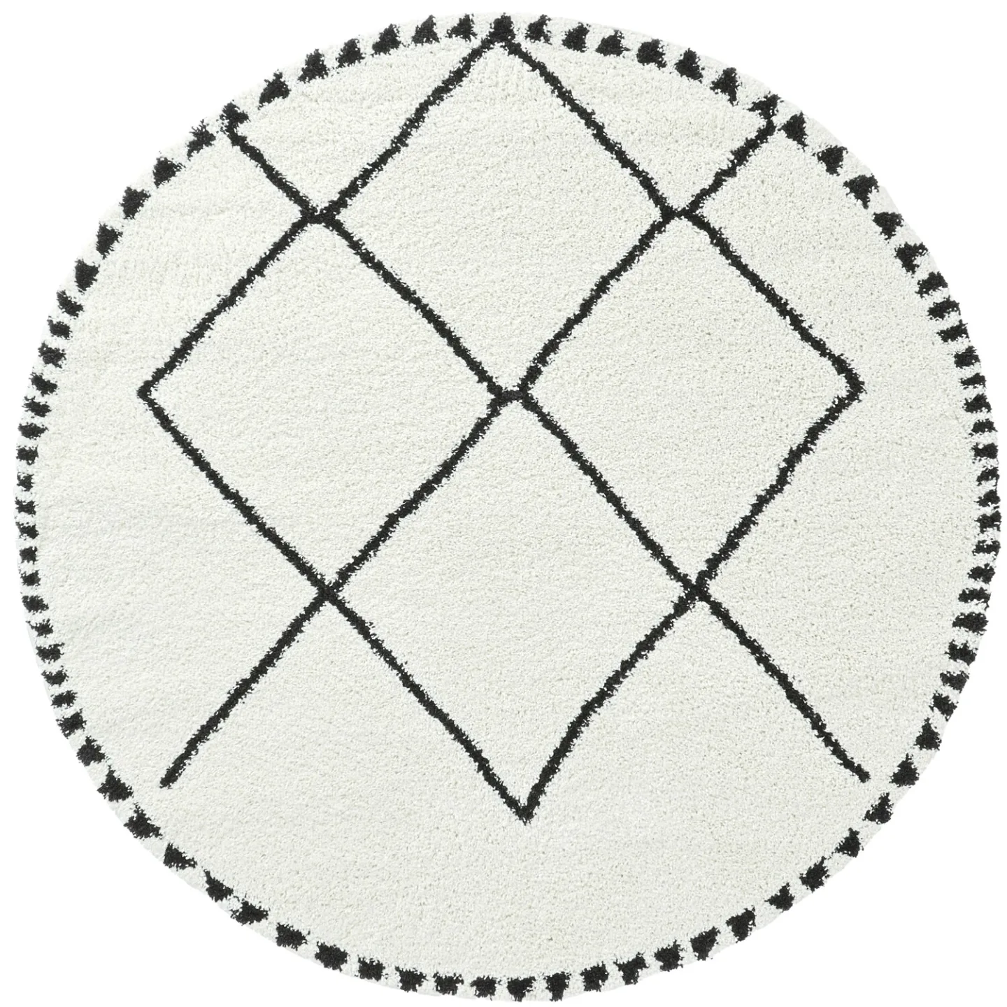 Runde tepper - Tiznit (hvit/svart) (Størrelse: Ø 200 cm)