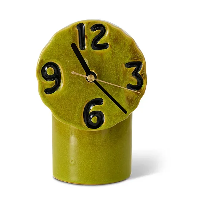 HKliving Retro Keramik Uhr 18 cm Olive