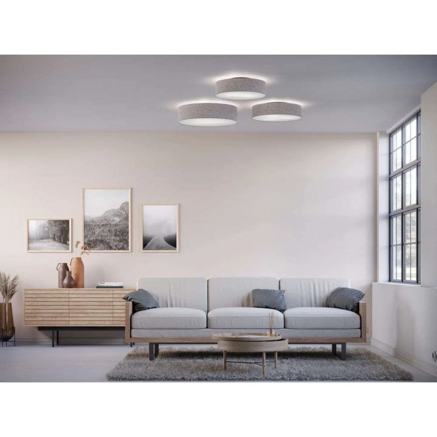 Soft Deckenleuchte Ø44 Grey Wool - Belid - Wohnzimmer - Stoff / Textil