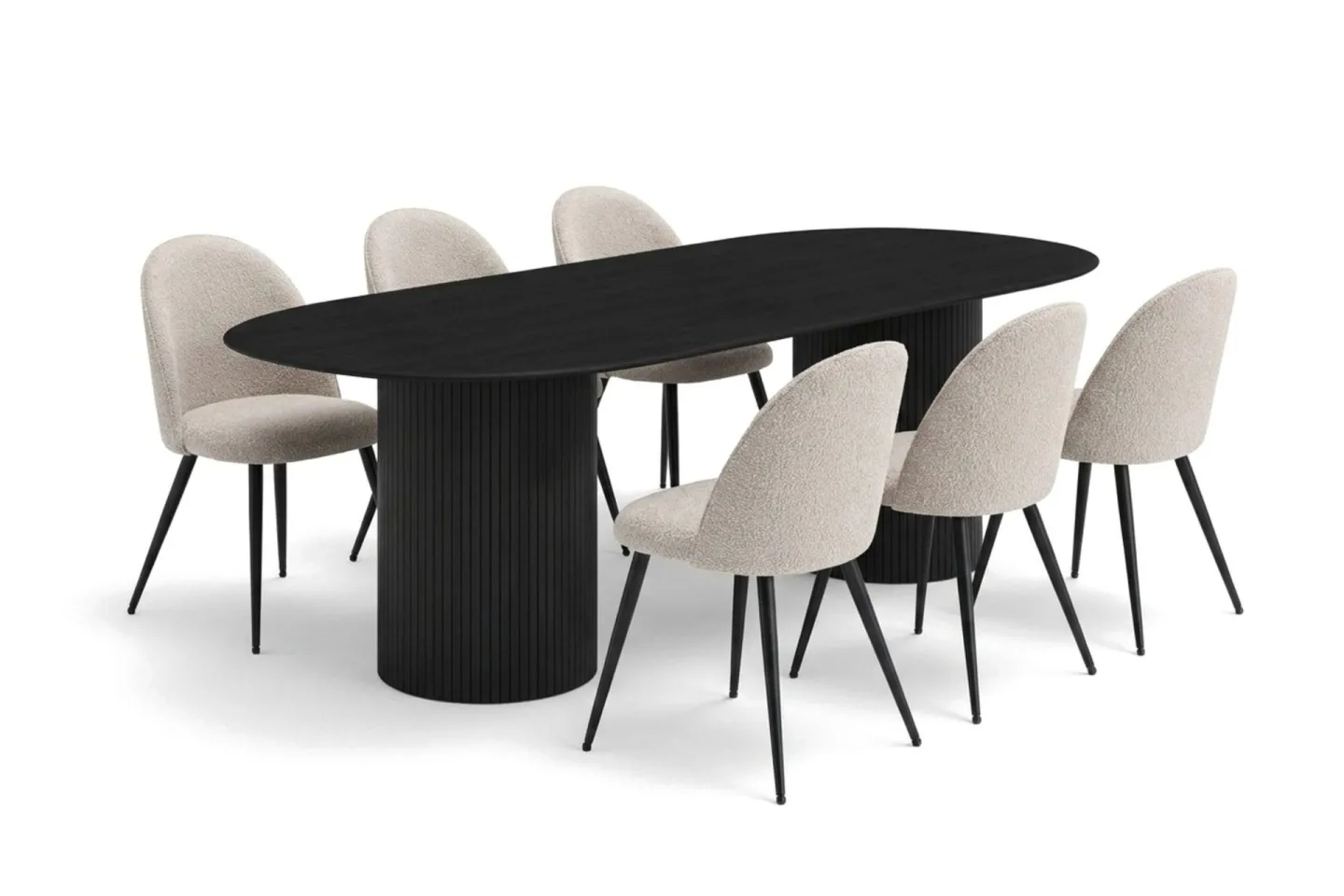 Kopparbo Matgrupp 220 cm oval med 6 Nibe Plus Mastolar - Svartlaserad ek