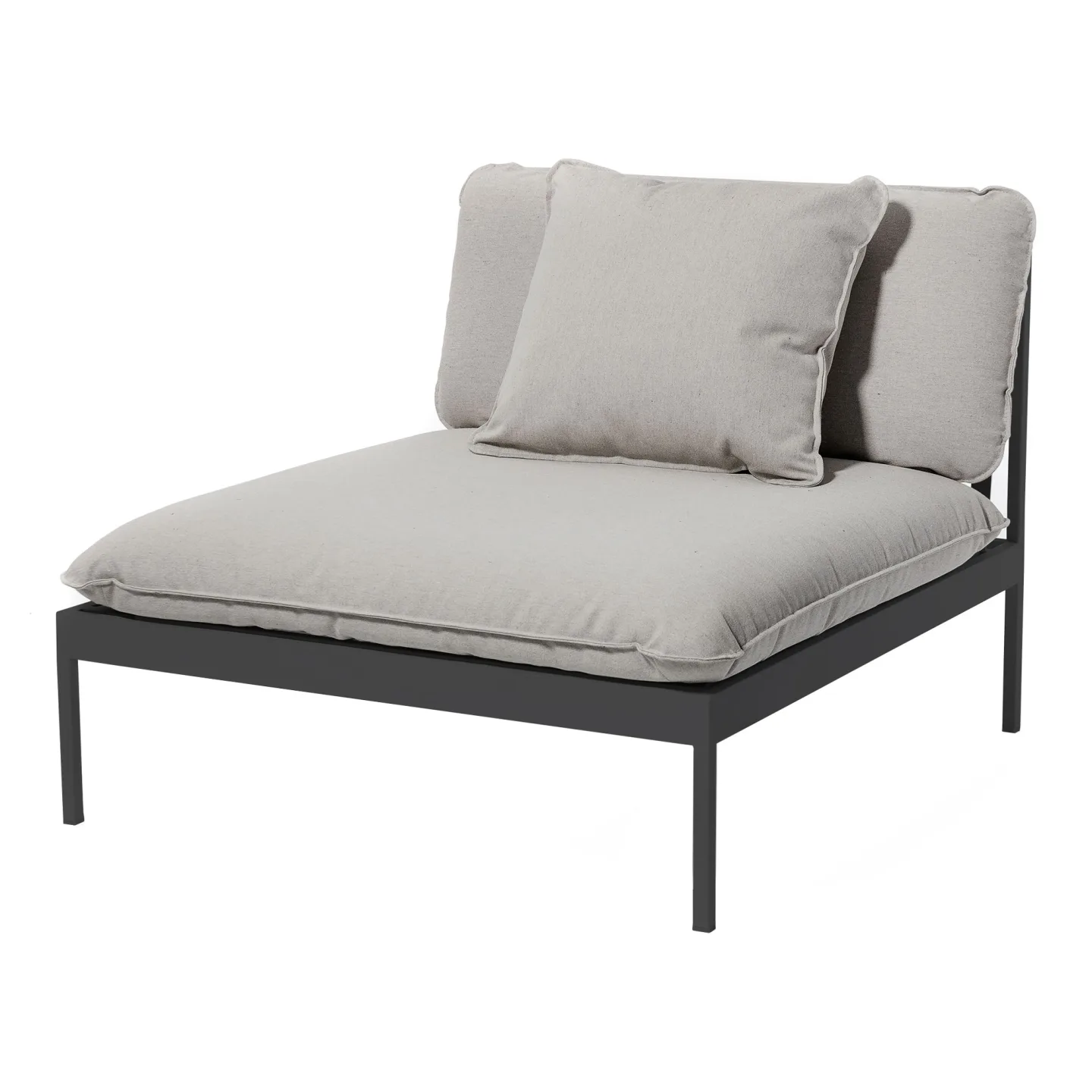 Skargaarden - Bönan Lounge Chair, Dark Grey Aluminum Frame, Cushion Light Grey Sunbrella Sling - Fåtöljer utomhus - Studio Norrlandet - Grå - Metall/Textilmaterial/Skum