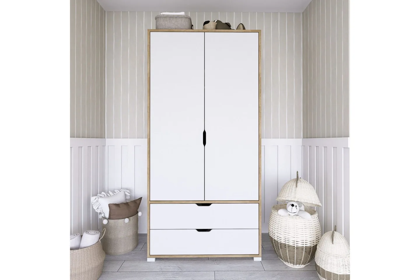 Hurst Garderob 90x183 cm - Ljusbrun/Vit