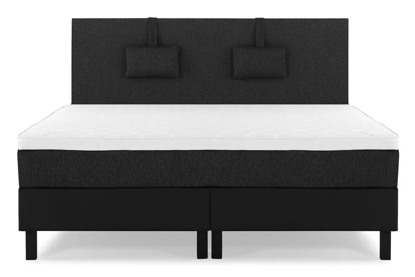 Lucky Komplett Sängpaket 180x200 Skum Slät - Nackkudde Liten Svart/Grå/PU