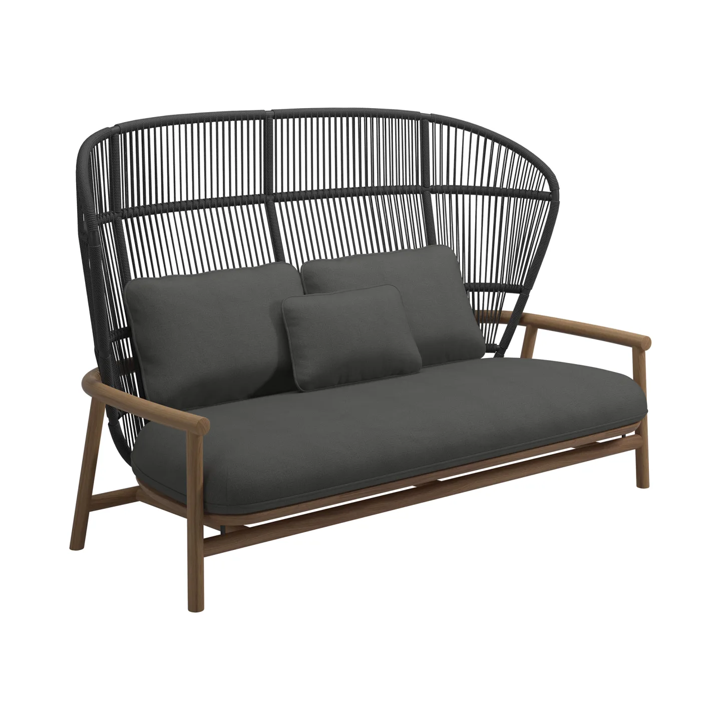 Gloster - Fern High Back 2-Seater Sofa, Meteor/Raven, Kat.B Blend Coal - Soffor utomhus - Sebastian Herkner