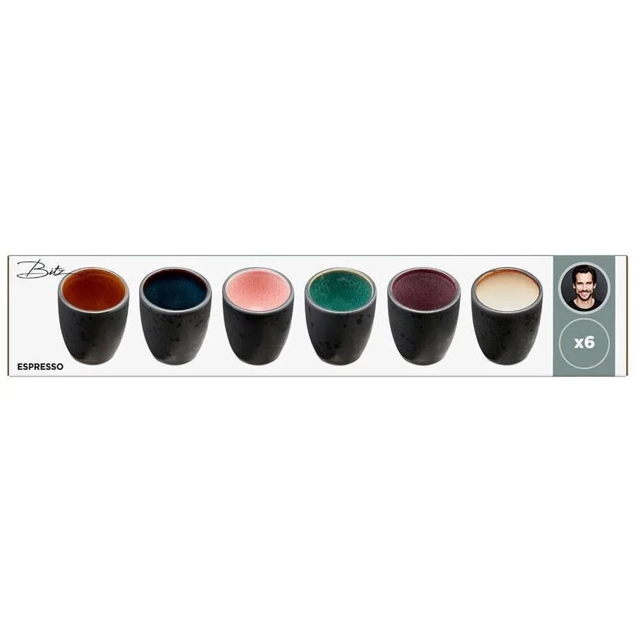 Kaffeebecher-Set BITZ Schwarz/Mehrfarbig Steinzeug H 6.5 cm 100 ml