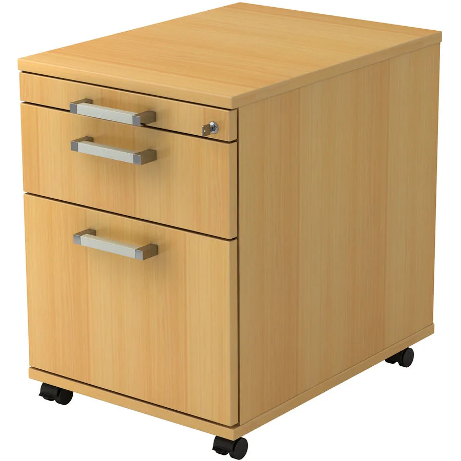 Rollcontainer Office Buche Dekor/Chrom Holzwerkstoff/Metall B 42.8 H 59 cm