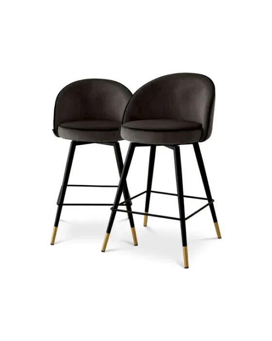 Cooper barstole roche dark grey velvet 2-sæt