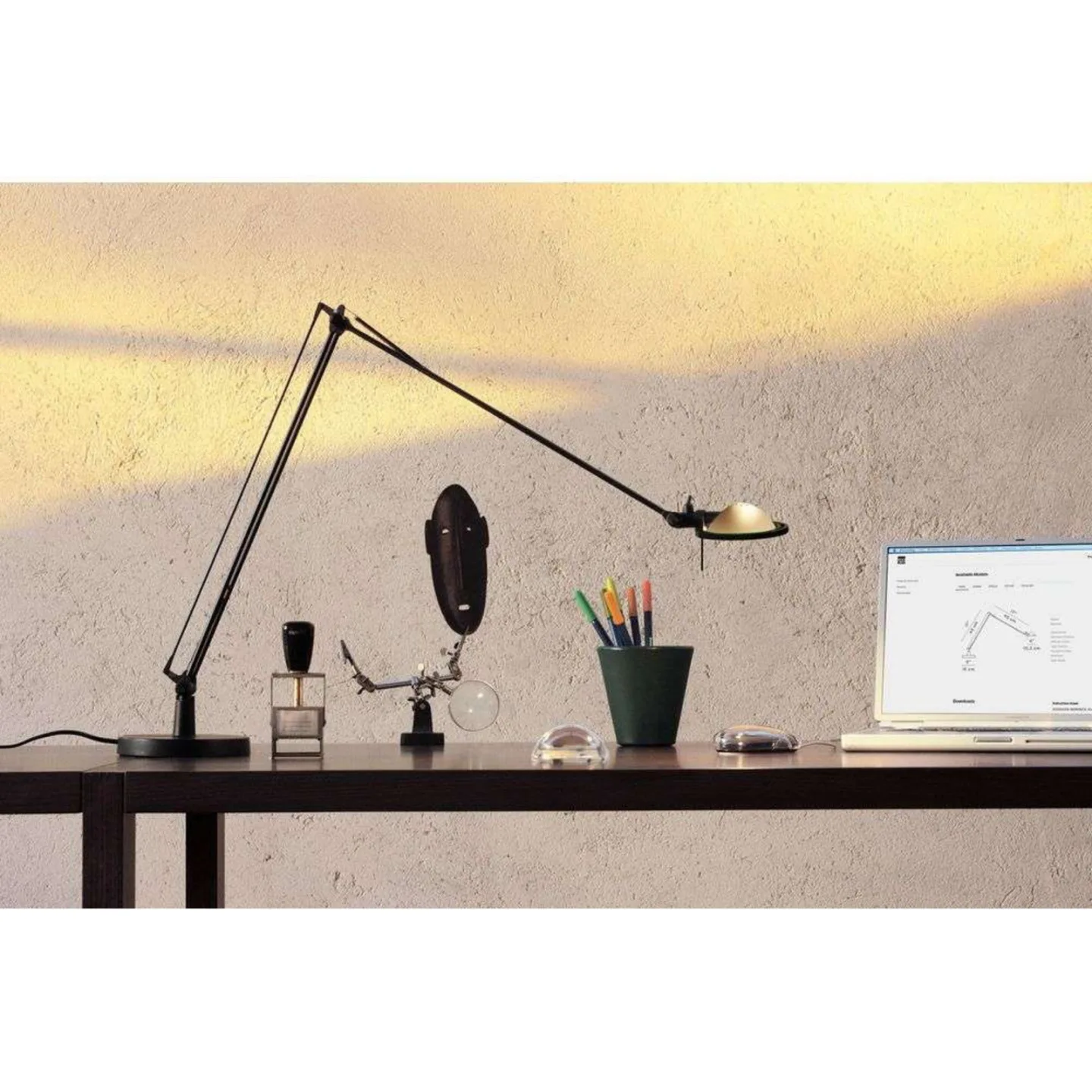 Berenice Tischleuchte 30x30 Pink Glas/Alu - Luceplan - Arbeitszimmer / Büro - Aluminium