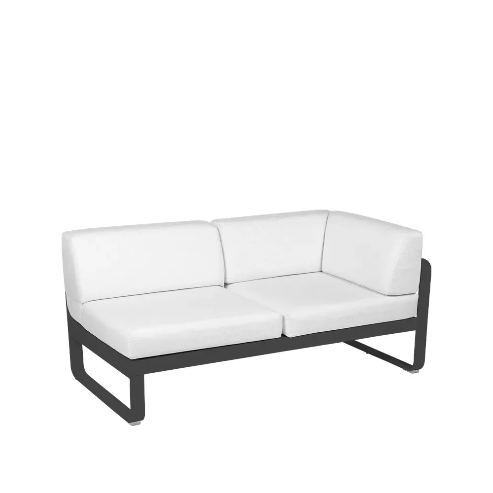 Fermob Bellevie Corner modulsoffa 2-sits Anthracite (grå), offwhite dyna, höger