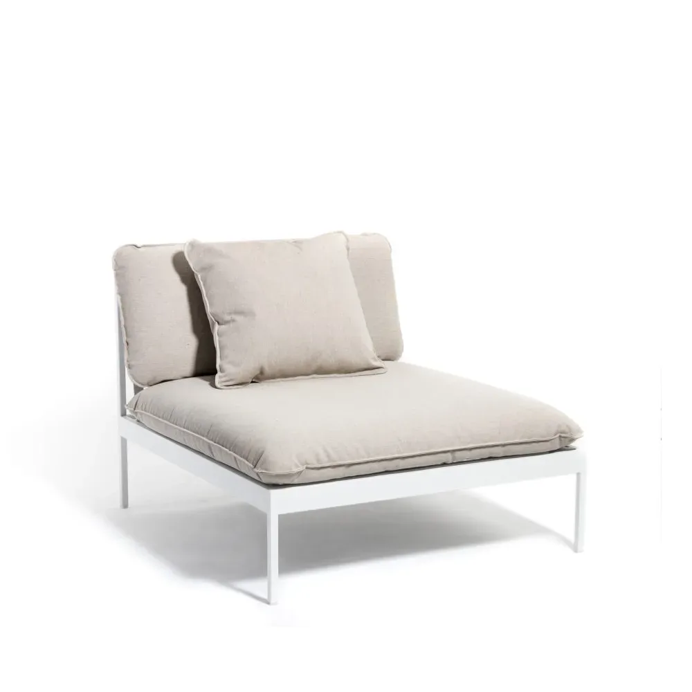 Skargaarden Bönan modulsoffa Sunbrella Ashe light grey, 1-sits, ljusgrå aluminium ram