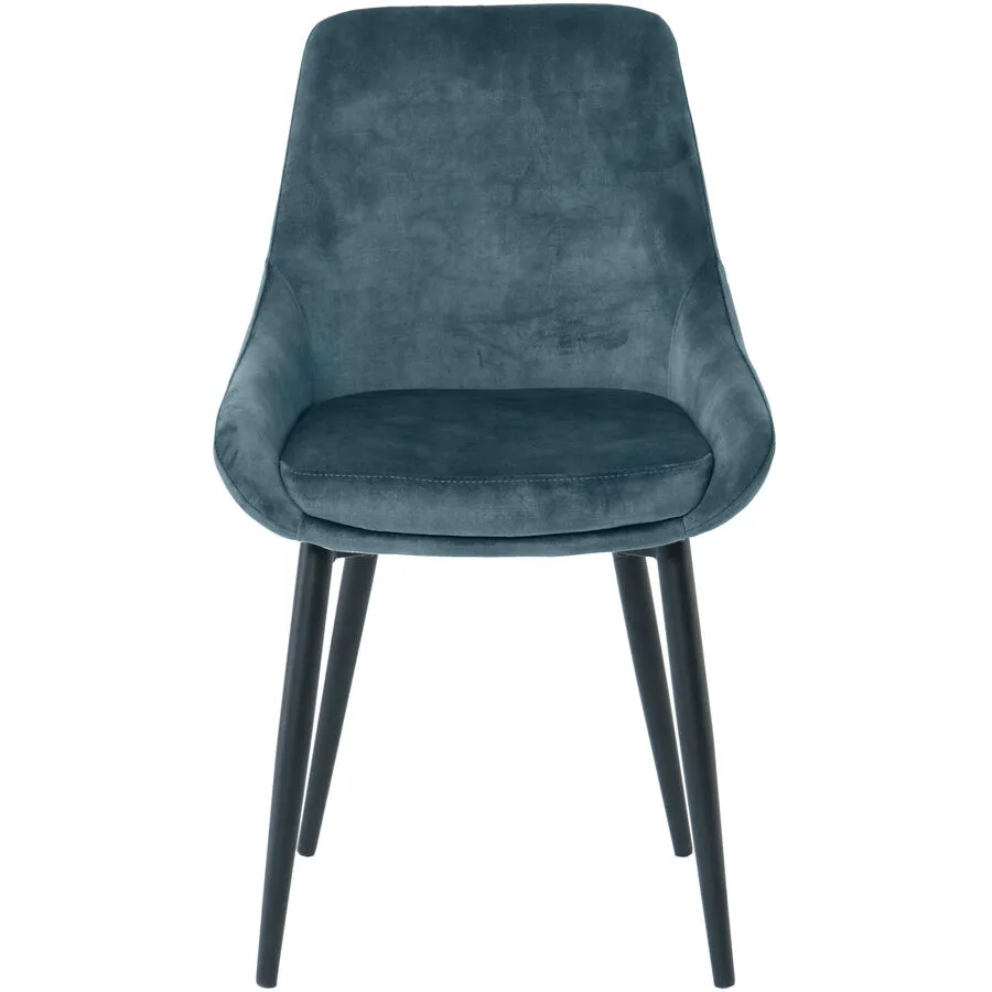 Stuhl 2er-Set Stefano petrol Metall pulverbeschichtet, Polyester Samt