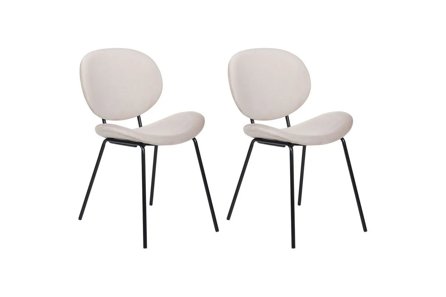 Set med 2 matstolar Luana - Beige, svart/Sammet